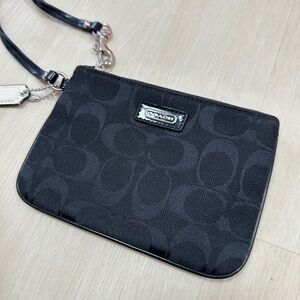 Coach Black Monogram Wristlet